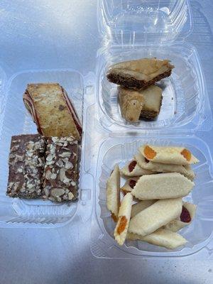 Hungarian tea cake, honey cakes, baklava, and mix of raspberry and apricot kifli