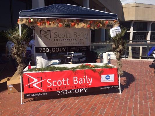 Our tent for the crawfish cook off downtown !