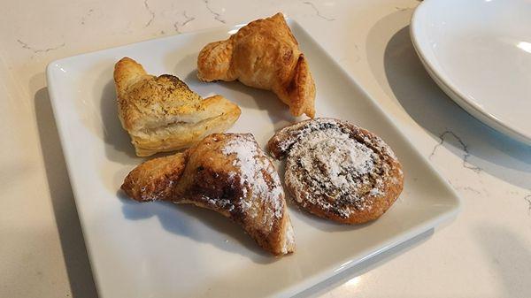 Top (L-R): Feta dill, jalapeno popper.  Bottom (L-R): Nutella, poppy seed