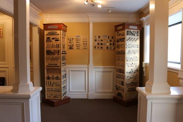 Moulding show room displaying a variety of paneling & crown mouldings.