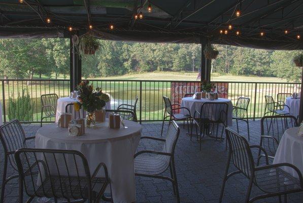 Patio decorated for wedding