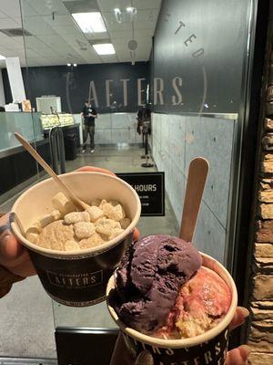 Churro & half ube brownie/half blitzen's bliss bar~