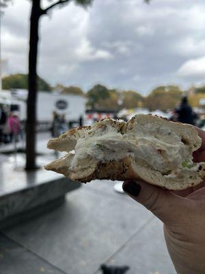 Everything Bagel with scallion cream cheese