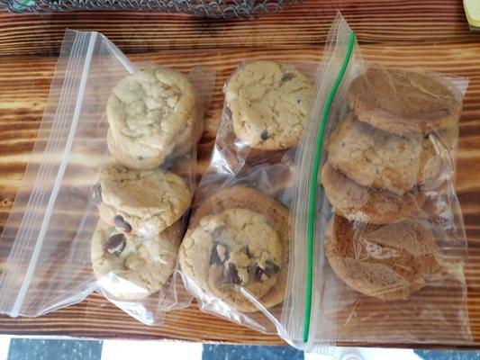 Cookies are always 4 for $1.00 ask for flavor availability.