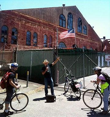 on the "Labor History" bike tour at old Pacific Rolling Mills near Union Ironworks at 20th and Illinois.