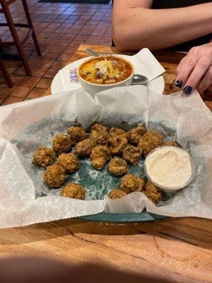 Fried mushrooms and chili