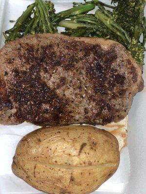 Steak and broccolini, potato