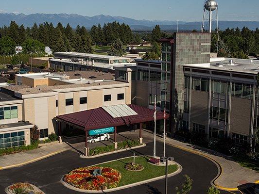 Main Entrance to Kalispell Regional Medical Center in Kalispell, Montana.