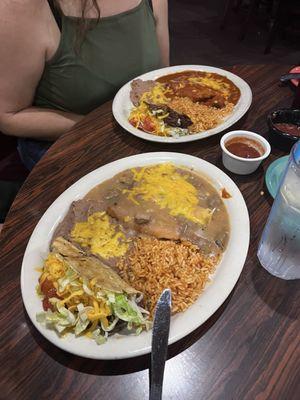 Taco, enchilada, tamale combo.