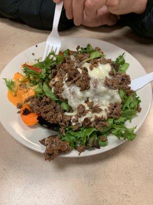 Cheese steak salad yum!