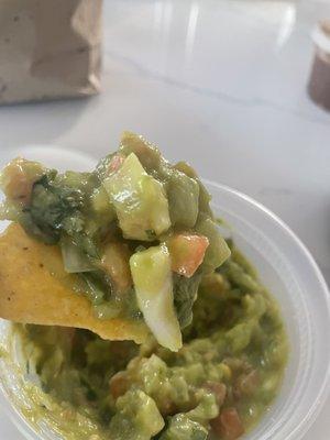 Guacamole was basically large chunks of onion and tomato. Slimy avocado, I've never experienced guac like this.