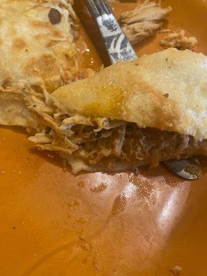 a slimy quesadilla with chicken