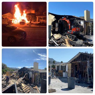 Garage demolition after fire