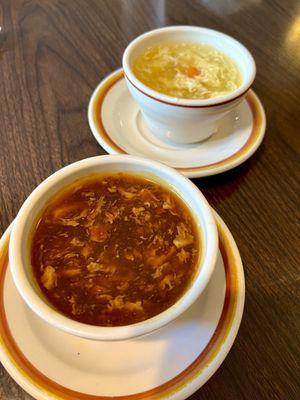 Hot and sour soup and egg drop soup (small - that comes with the combo)