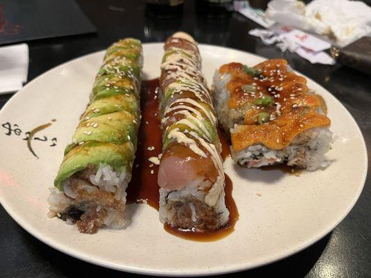 L-R: Caterpillar Roll, Rock n Roll, Hurricane