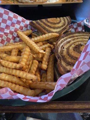 Patty Melt Burger and fries.