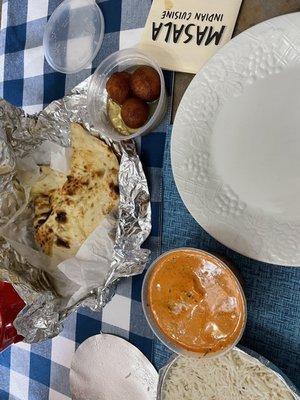 Chicken Tikka Masala, Naan and, Gulab Jamun