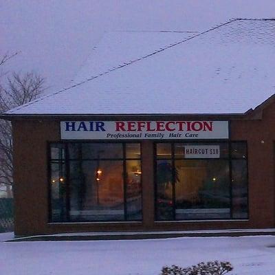 Storefront on winter evening