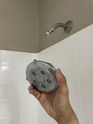 Shower head fell off and couldn't be put on