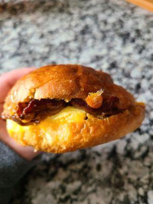 Breakfast Sandwich Special (egg souffle, bacon, cheddar cheese, ramp tomato aioli)