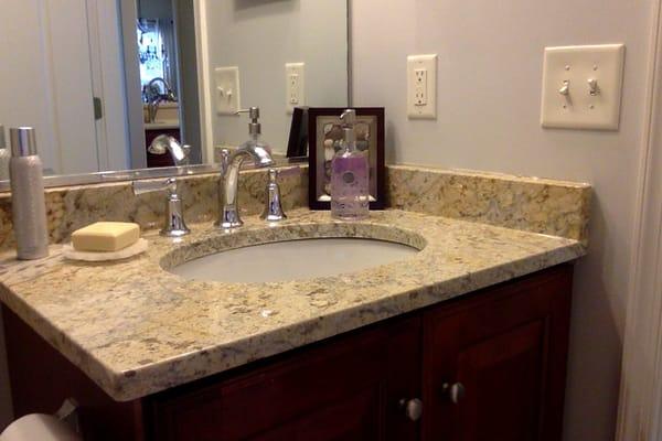 Golden Flower granite vanity