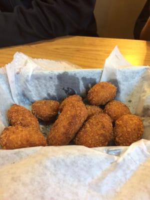 Cheese curds that could break teeth.