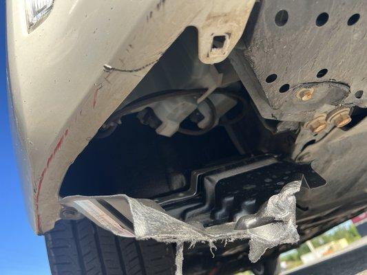 The repair they did, and the resulting damage that came about when their repair failed on the highway.