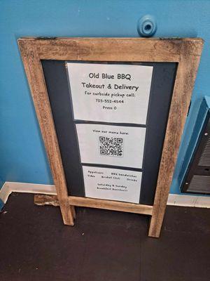 QR menu provided upon entry