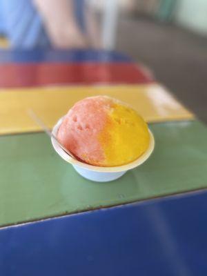 Kid size, The sunset- guava, mango, passionfruit orange ($5.75, add ice cream +$2)