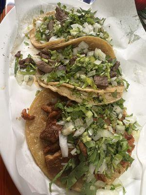 Carne asada steak taco, Al Pastor Taco, Lengua Taco @veefoodlife