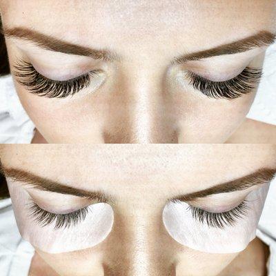 Classic lash extensions. Wispy look.