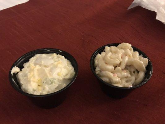 Potato salad (left) and macaroni salad (right) were delicious