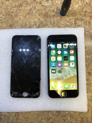 iPhone 7 Glass and LCD repair. Done 10 minutes.repaired while you wait