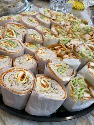 Wraps- turkey, chicken Caesar and buffalo