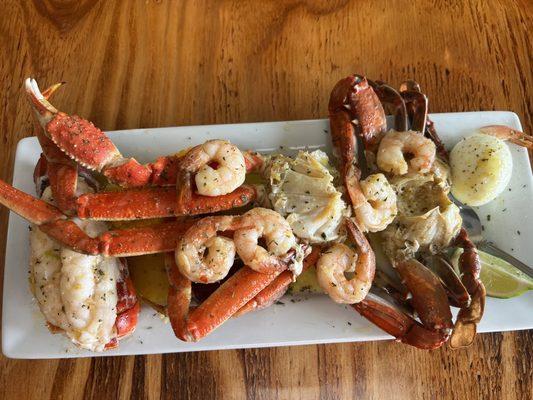 One HALF of a seafood platter split for us by the owner