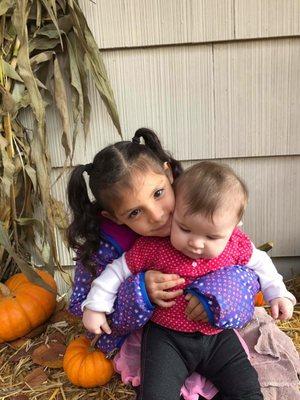 Zay and her cousin Layla at the annual Learning Land Pumpkin Patch