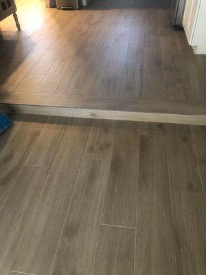 Flooring selected, looks beautiful. Porcelain tile.