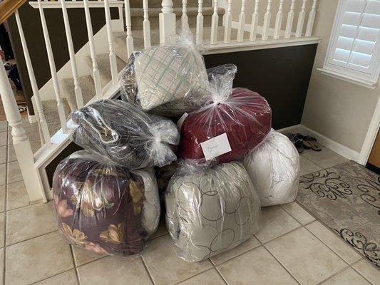 I was not expecting to get all of my comforters back the same day!!! Pick up service is Amazing! Thanks Gena.