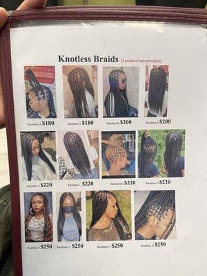 Hair style menu