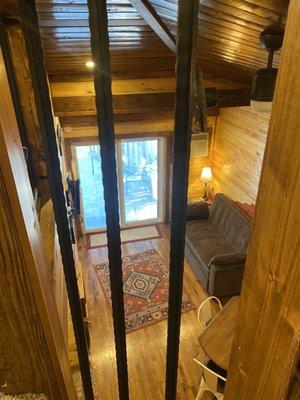 Lighthouse Cabin from stair railing, 2nd floor loft