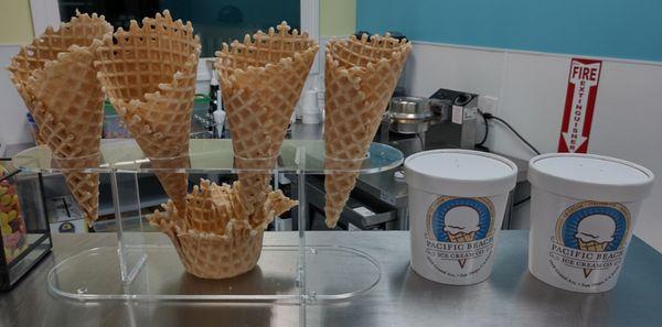 Waffle cones and pint containers