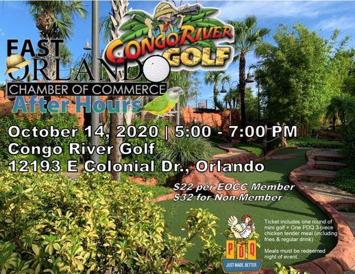 October 14, 2020 After Hours at Congro River Golf.  Sign up at eocc.org