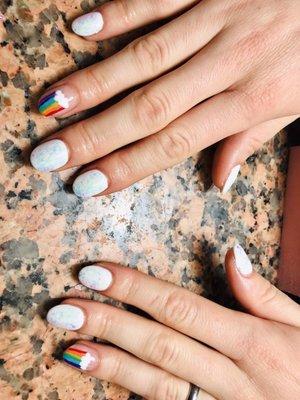 Rainbow and broken glass nail designs