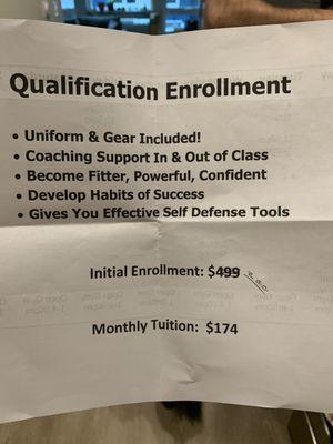 $499 initial enrollment fee discounted to $200