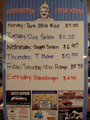 Daily specials