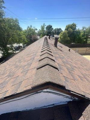 Brand new roof on Marysville Blvd., California Sacramento 30 years shingles GAF color hickory