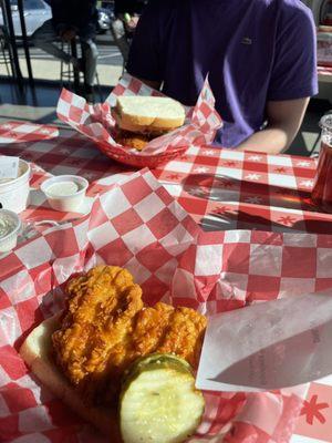 Chicken breast and chicken sandwich.