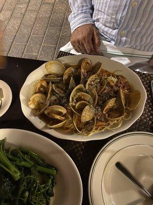 Fresh clams over pasta