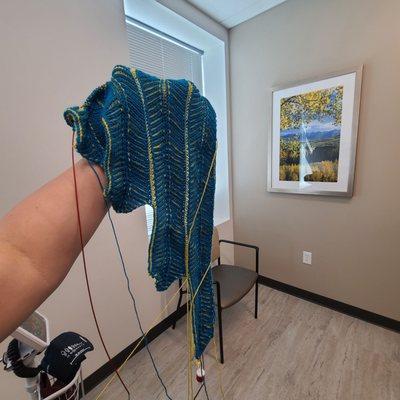 Knitting while I wait in the patient room