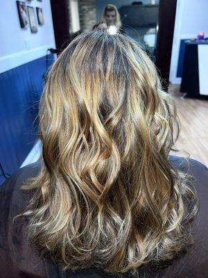 Ombré with warm natural tone for dark hair.